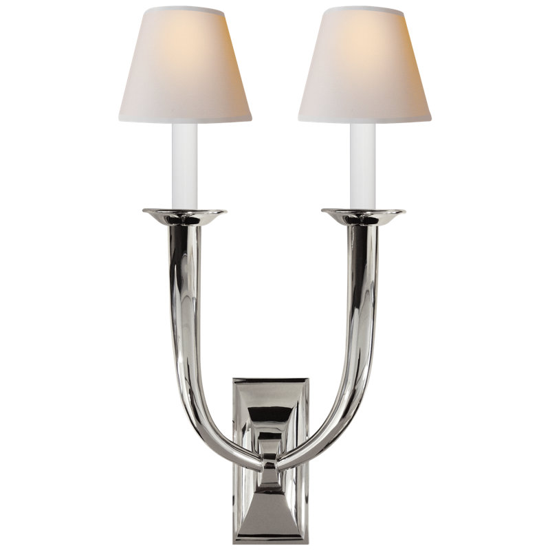 French 2 - Light Armed Sconce, Polished Nickel