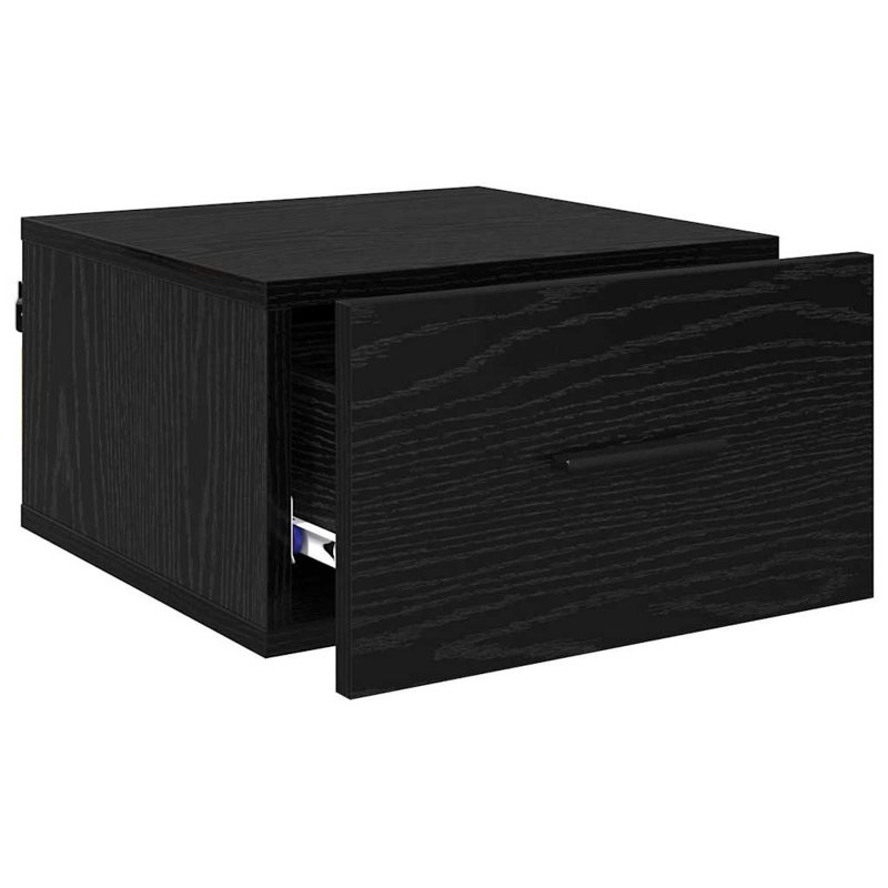 35cm W Manufactured Wood Bedside Table, Black Oak
