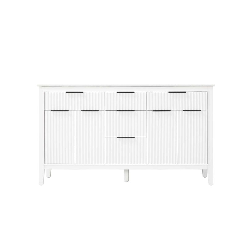 Meuble-lavabo double 60 po blanc, Blanc, 60"