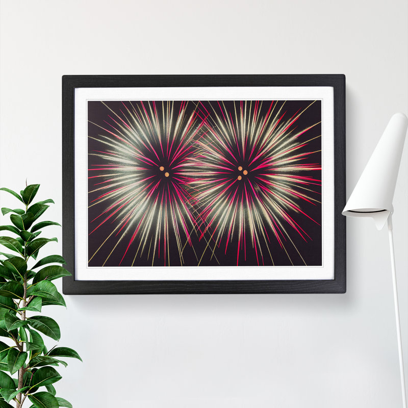 Graceful Fireworks - Single Picture Frame Print, 46cm H x 64cm W x 2cm D, Black Framed