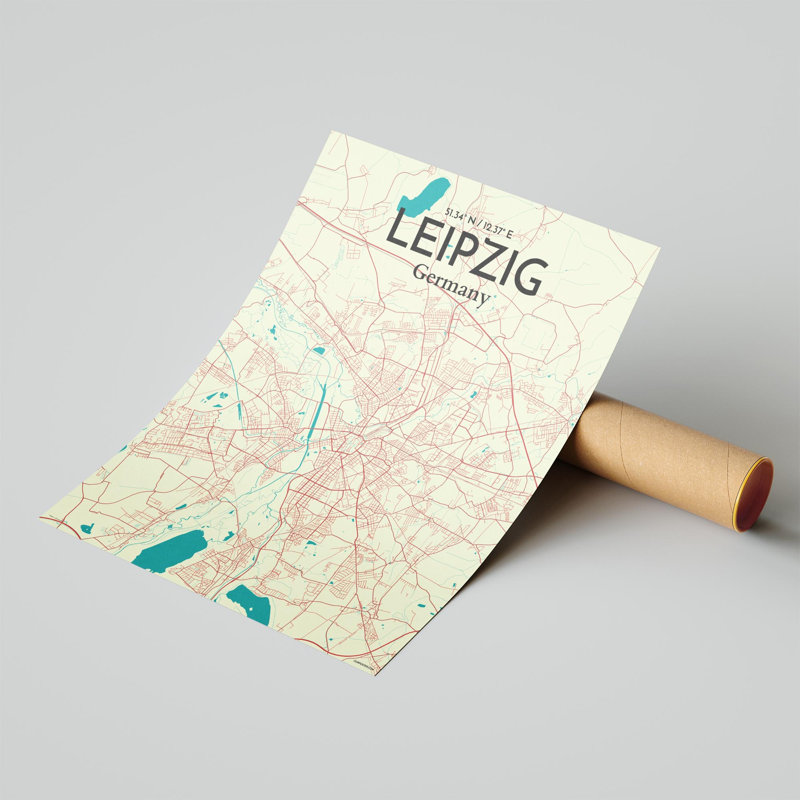 Art graphique de la carte de la ville, Vert / beige, H 20 po x l 16 po