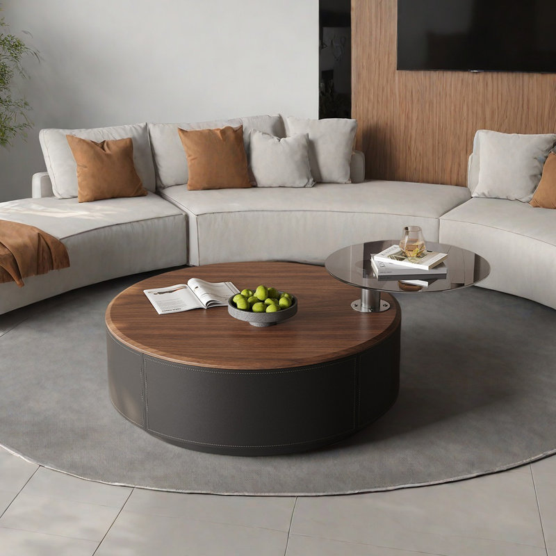 Modern minimalist round coffee table, Black