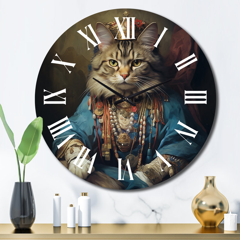 Horloge murale chat majestueux en gracieux indien II - animaux, Grand