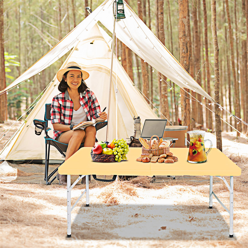 Table de camping portable pliante, Jaune clair