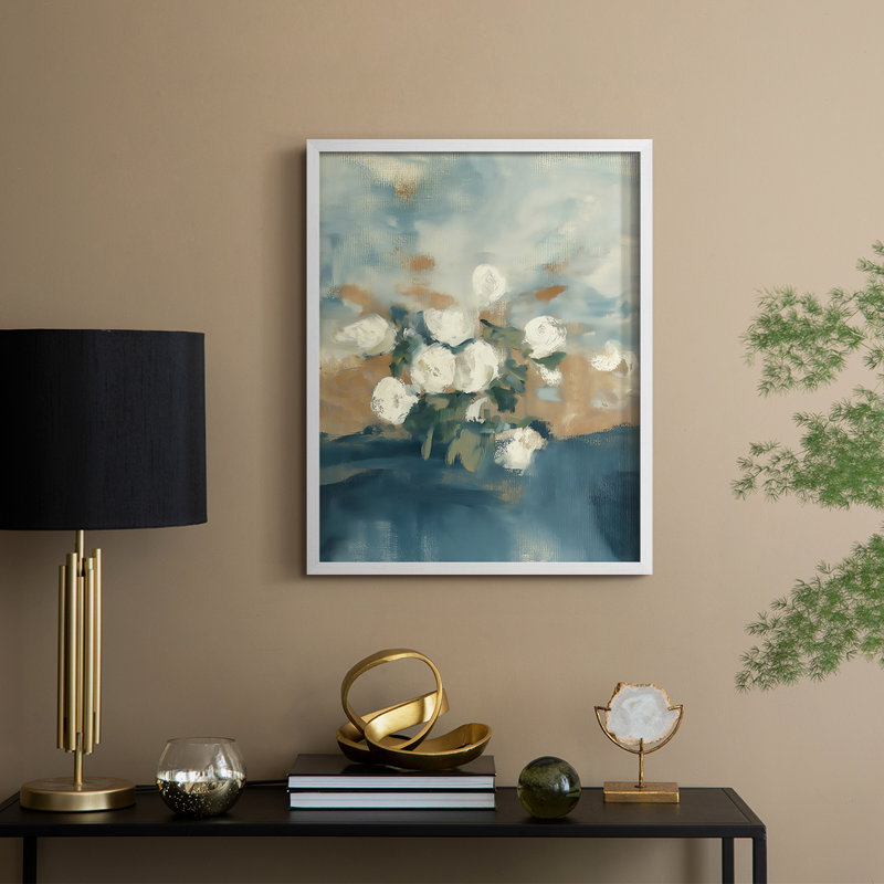 Série FLORAL - Impression encadrée de qualité supérieure - prêt à accrocher - aucun clou requis, Blanc, H 11 po x l 9 po