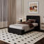 Base de lit plateforme tapissier, tête de lit et lattes en bois, aucun sommier requis-358729356-358729393