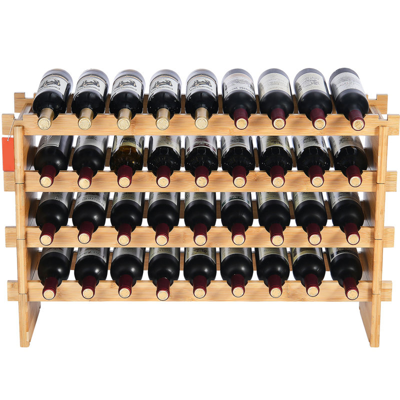 Présentoir à vin 36 bouteilles en bois de bambou