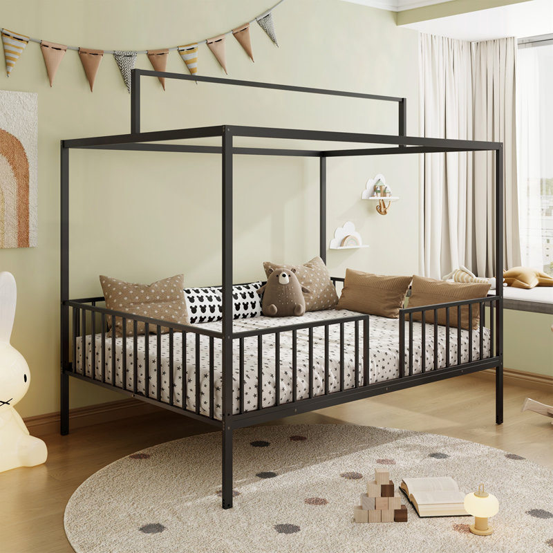 Lit de sol convertible 3-en-1 Montessori, Double, Noir