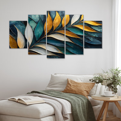 Emerald Stone Palms Leaves- Stone - Traditional Wall Art For Living Room Diamond