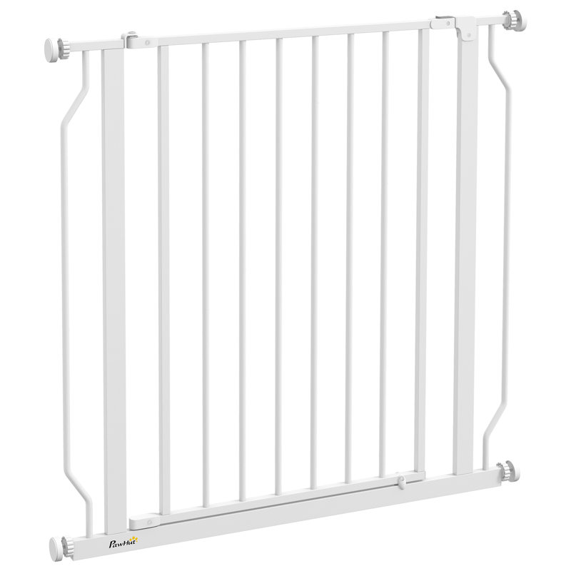 Dog Gate Wide Stair Gate with Door Pressure Fit 75-85W cm White