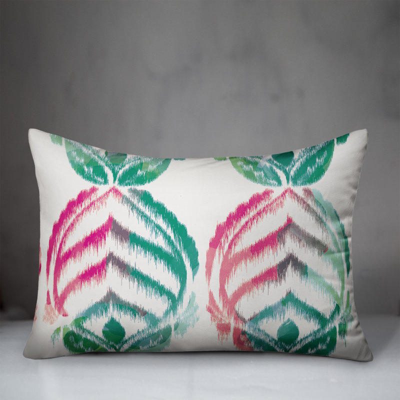 Damask Outdoor Reversible Throw Pillow, Green Damask