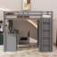 Lit mezzanine simple avec tiroirs intégrés, bureau et garde-robe-1213894657