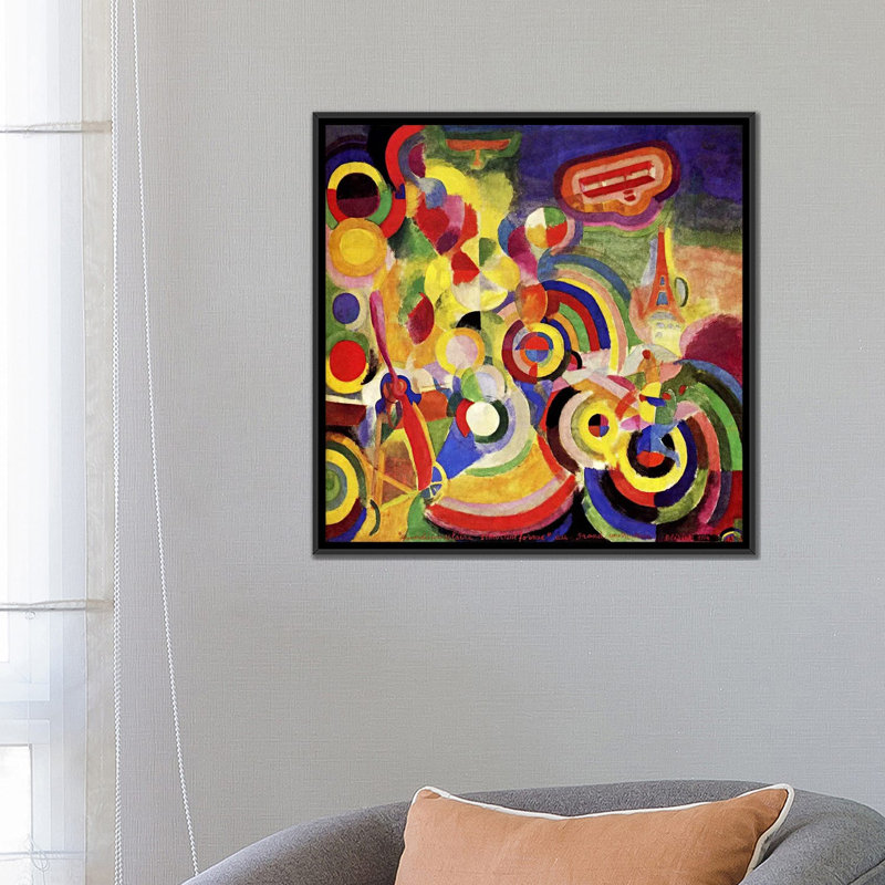 « hommage to bleriot », reproduction d’art sur toile Robert Delaunay, H 26 po x l 26 po x P 1,5 po, Toile avec cadre noir