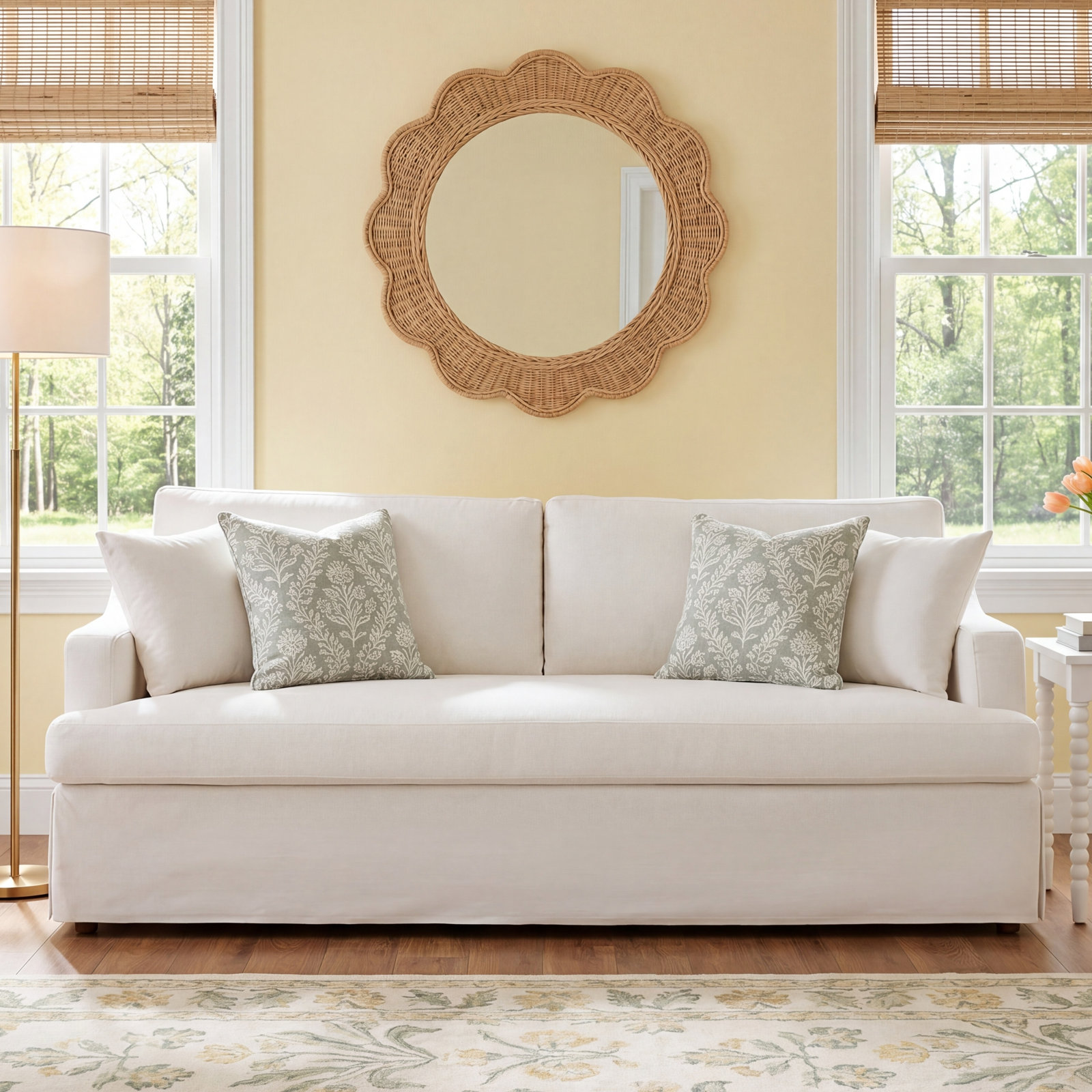 Lucie 89" Sofa, White
