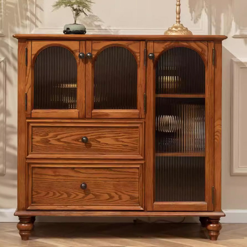 Armoire latérale de rangement en bois massif brun de style américain 39,37 "