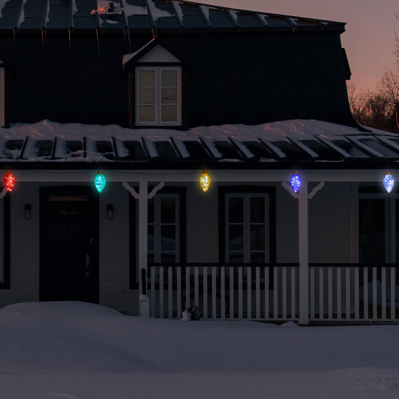 Ensemble de lumières de Noël DEL commerciales de style C9 Jumbo - 12 pi - multicolore - fil noir - 5 carats