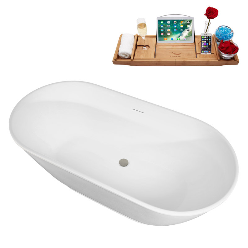 Baignoire autoportante 59 "avec drain interne Streamline, Bronze brossé