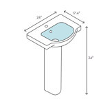 Nexus 28" Tall Vitreous China Oval Pedestal Bathroom Sink with Overflow