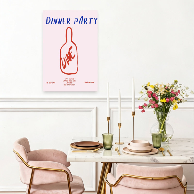 Sip & Savor Celebration Minimalist Summer Wall Art Print 1 Piece Wrapped Canvas Wall Art, 60.96cm H x 40.64cm W