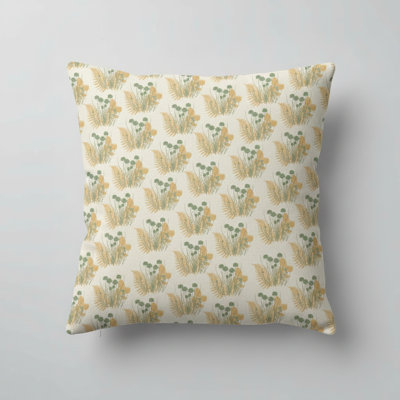 Golden Meadow Botanical Throw Pillow