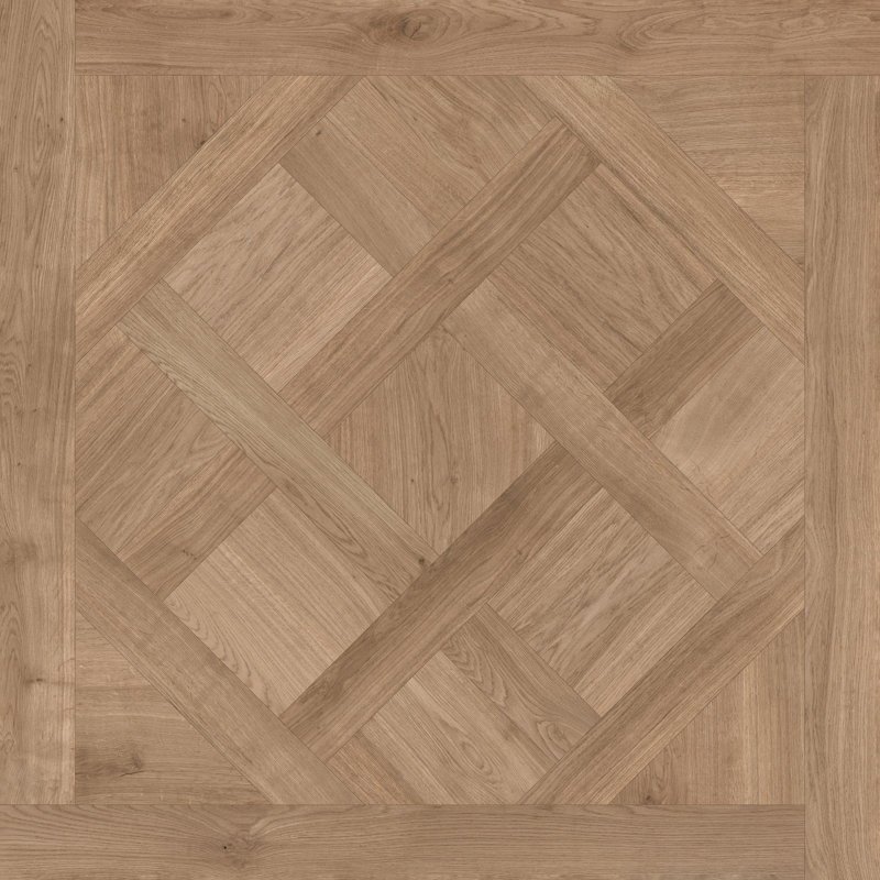 Boiserie 36" x 36" Large Format Wood Parquet Look Porcelain Floor Tile, Brown