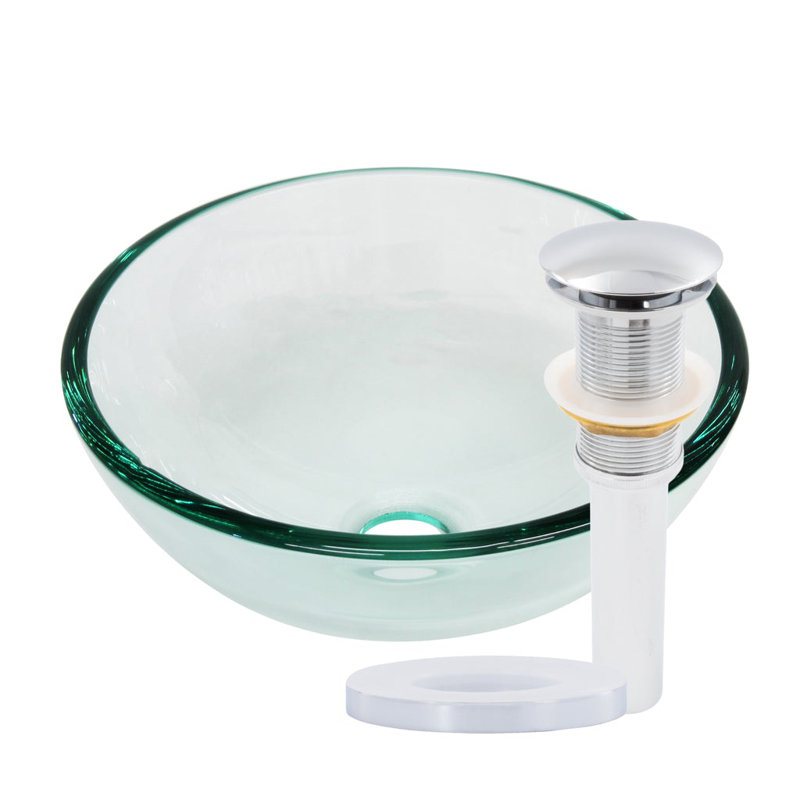 Lavabo de salle de bain vasque circulaire en verre, Chrome
