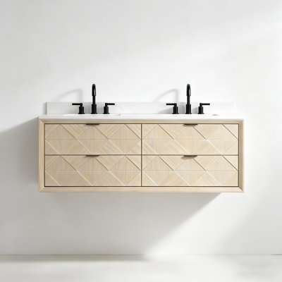 Meuble-lavabo flottant en chêne naturel 60 po
