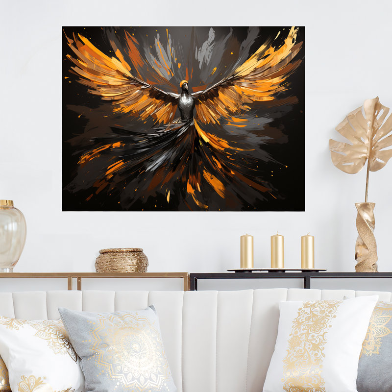 «Woman Glowing Pheonix» - art mural mode en métal MT133966, H 30 po x l 40 po x P 1,5 po