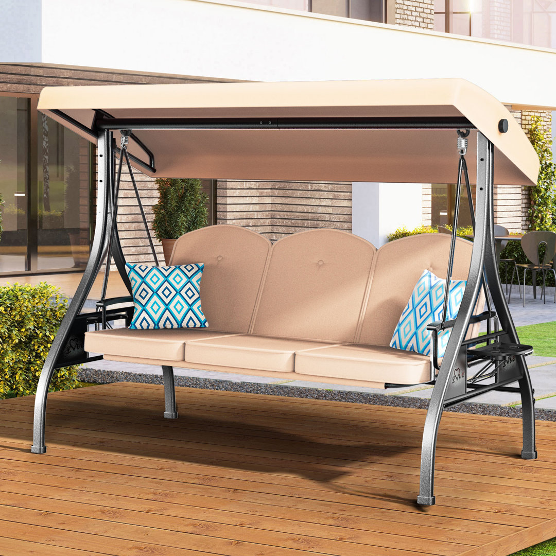 800lbs Outdoor Porch Patio Swing With Canopy Arlmont & Co. 