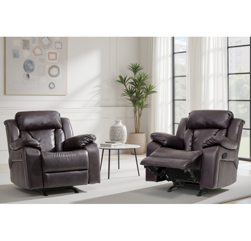 Novellara Rocker Recliner Set of 2, Dark Brown