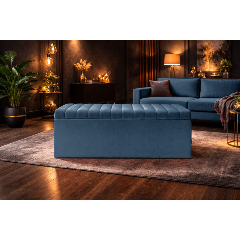 Royal Velvet Storage Ottoman Box with Hinged Lid | Lined Upholstered End of Bed Storage Bench | Soft  Close Storage Seat | Made in UK