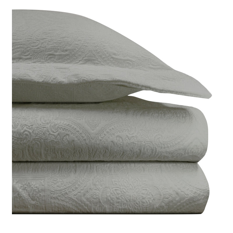 Ensemble de housse de couette Matelasse, Couette très grande et 2 taies décoratives très, Gris clair