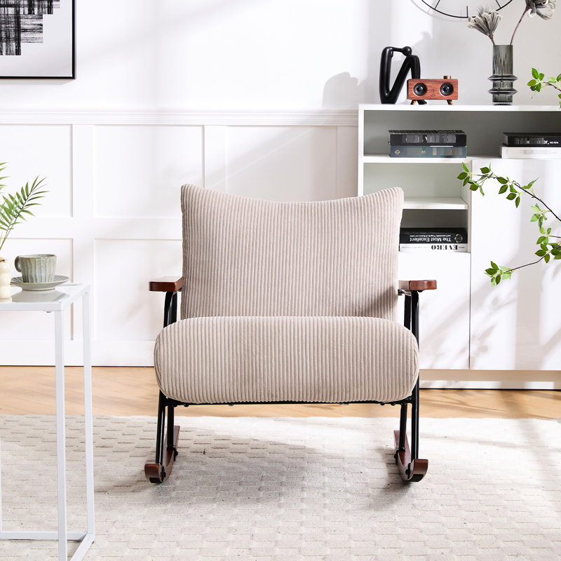 Fauteuil berçant beige - Chaise d'appoint moderne avec structure en métal robuste pour structure de siège berçant, Beige