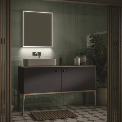 Exos 800mm W 700mm H Surface Frameless Medicine Cabinet Mirror 6 Adjustable