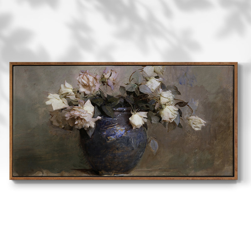 Botanical Series-CDXIX- Toile tendue avec châssis tendue, prête à être accrochée, H 25 po x l 49 po, Noyer