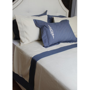 Couvre-lit en mélange de coton bleu