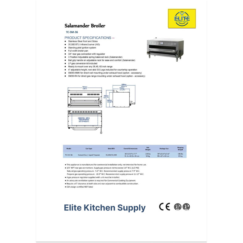 Elite Kitchen Supply 35000 BTU Broiler