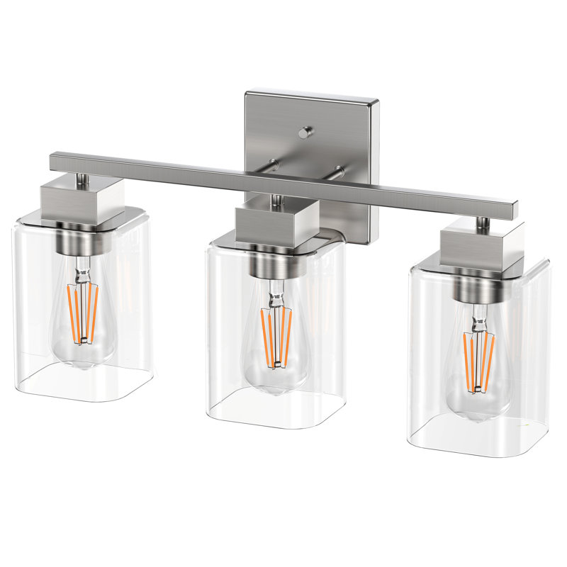 Éclairage pour coiffeuse Hartshorn, Trois lumières, Nickel brossé