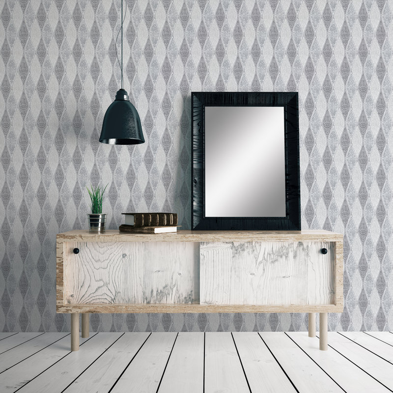 Tempo Geometric Leaf Wave 32.8' L x 21" W Wallpaper Roll, Gray/Silver