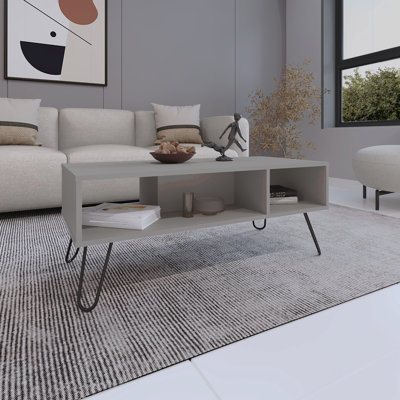 Table basse H 15,7 po avec 4 pieds et 2 tablettes