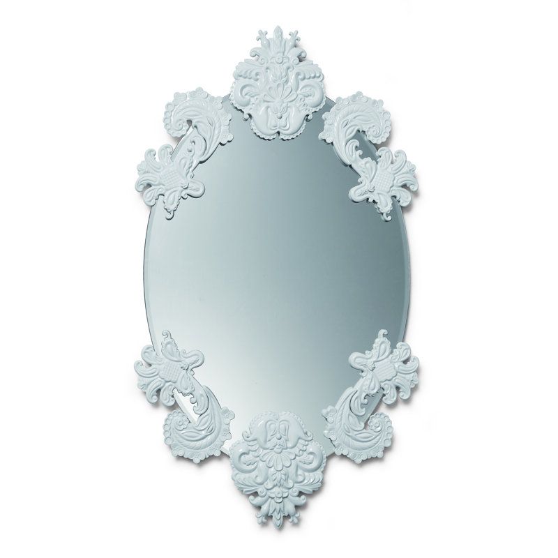 Accent Mirror, 36.25" H x 20.75" W x 1.25" D, White/Silver