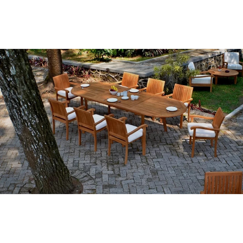 Teddy Outdoor 9 - Piece Teak Dining Set, 30.5" H x 94" L x 40" W