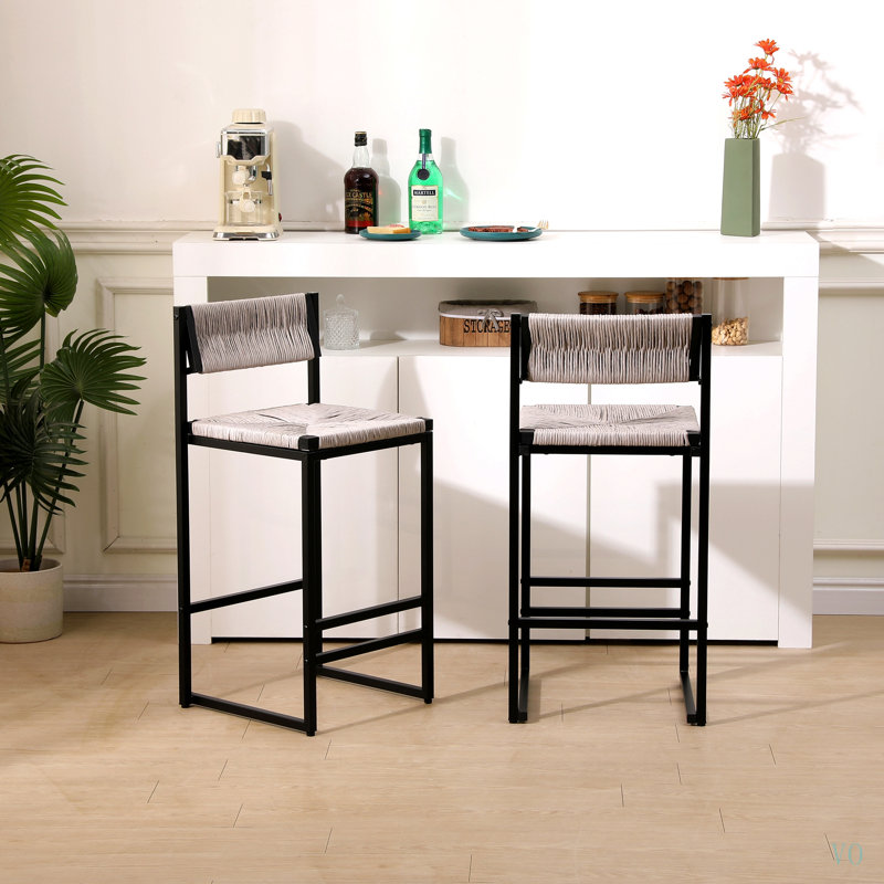 Ensemble de 2 tabourets de bar tissés à la main avec tabourets de bar à hauteur de comptoir pour la cuisine, la maison et le bureau