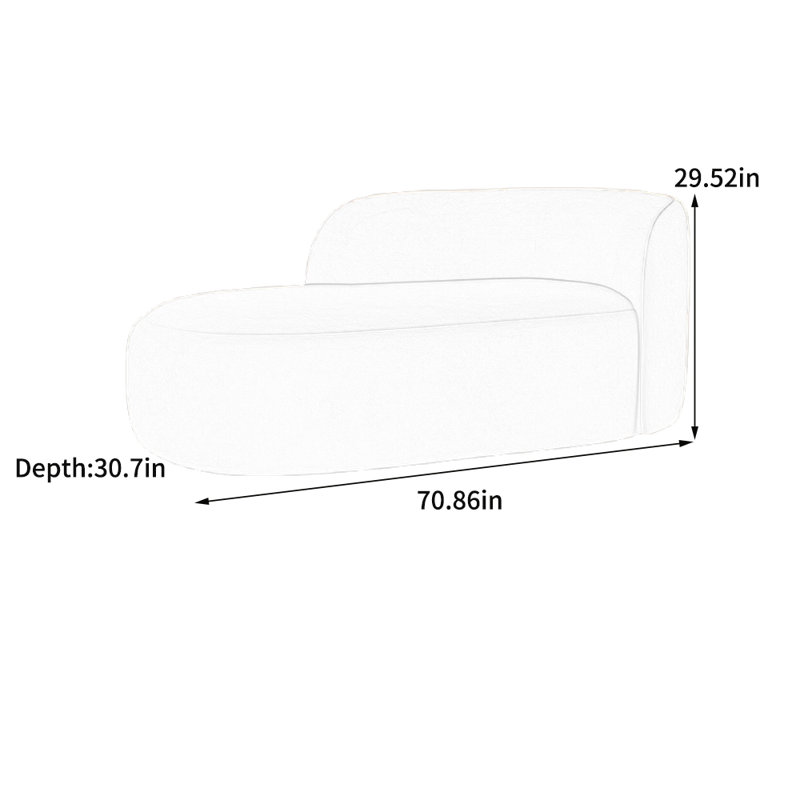 Simple and elegant sponge lounge chair, Gray, Right Hand Facing