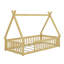 Lit simple en bois en forme de tente avec garde-corps-416216191