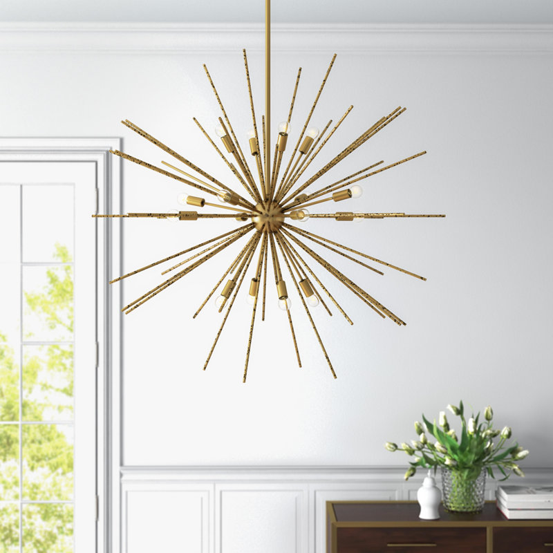 Lustre sphérique spoutnik 16 lumières Tryst, Or bruni