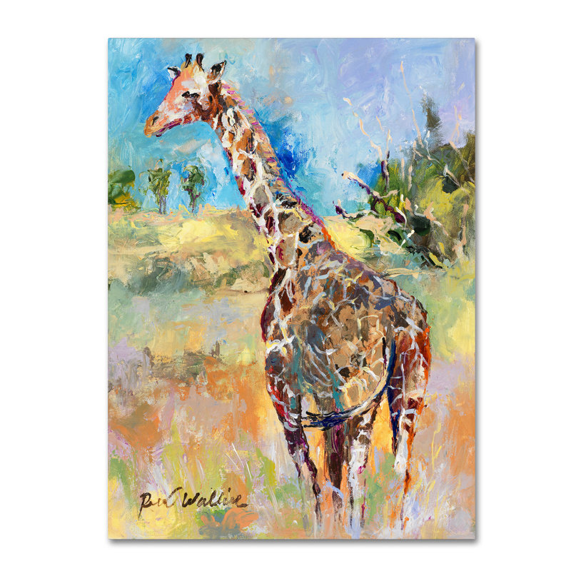 « giraffe », reproduction sur toile, H 19 po x l 14 po x P 2 po, Pas de tapis, Toile tendue