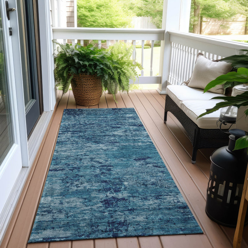 Machine Washable Indoor/Outdoor Xhevrie ACN1723 Denim Rug, Runner 2'3" x 7'6"