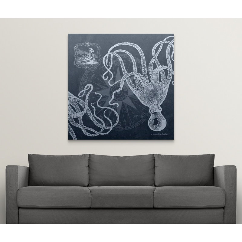 « ii » gwendolyn babbitt, impression Octopi on Indigo, H 35 po x l 35 po x P 1,5 po, Toile