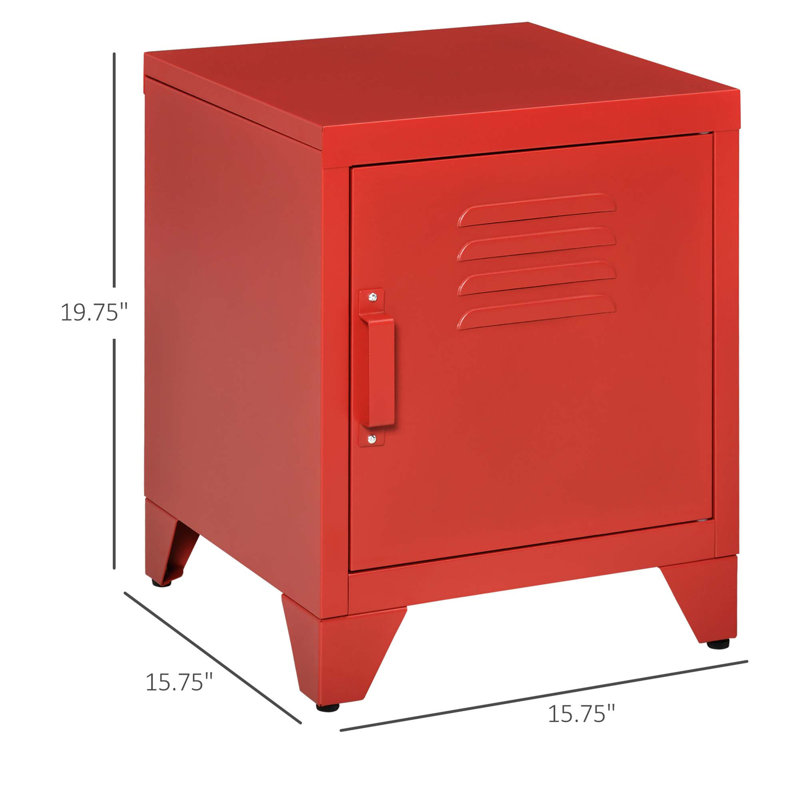 Industrial End Table Side Table With Locker-Style Door And Adjustable Shelf